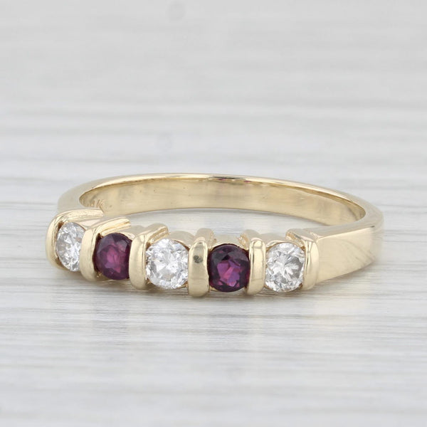 0.44ctw Ruby Diamond Ring 14k Yellow Gold Size 6.25 Stackable Wedding Band