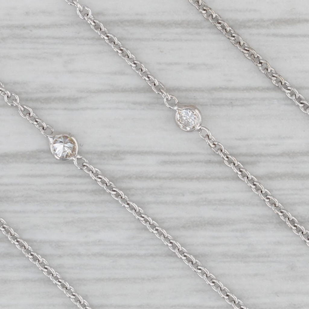 Gray New 0.28ctw Diamond By The Yard Station Necklace 14k White Gold Adjustable Chain