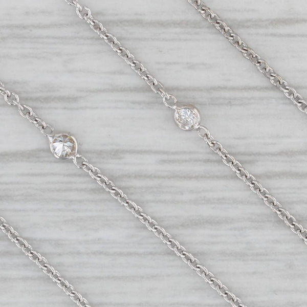 New 0.28ctw Diamond By The Yard Station Necklace 14k White Gold Adjustable Chain