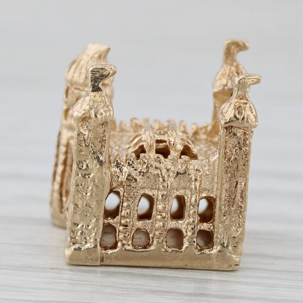 Gray Vintage Tower of London Charm 9k Gold British Souvenir Figurine Pendant AS IS