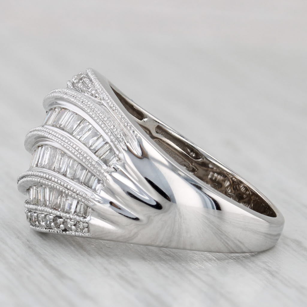 Gray 1.56ctw Diamond Curved Channel Set Ring 14k White Gold Size 7.25