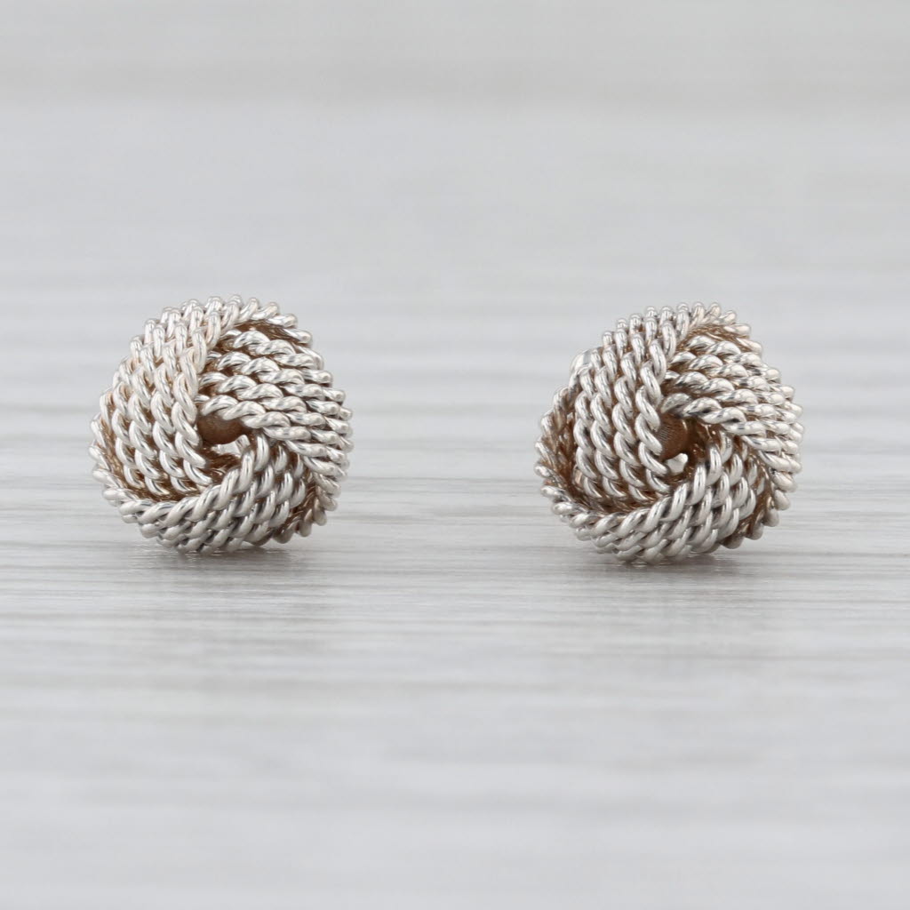 Tiffany & Co Love Knot Stud Earrings w/ Box Pouch Sterling Silver Studs