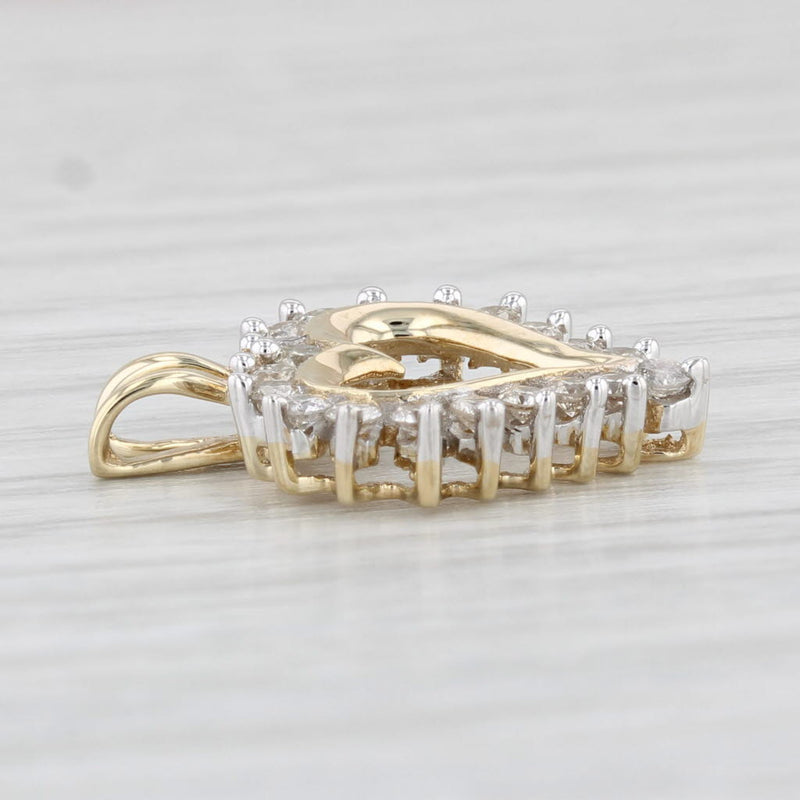 0.42ctw Diamond Open Heart Pendant 14k Yellow Gold Small Drop