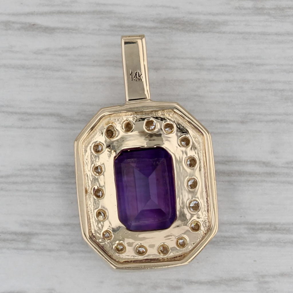 Gray 2.60ctw Amethyst Diamond Halo Pendant 14k Yellow Gold