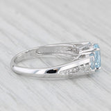 1.21ctw Oval Aquamarine Diamond Ring 10k White Gold Size 7.25 3-Stone