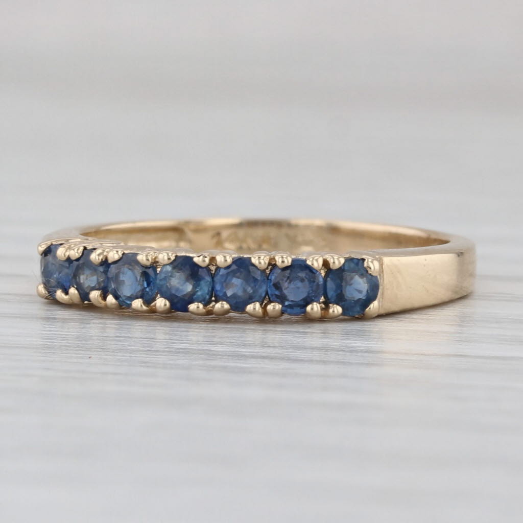 0.56ctw Blue Sapphire Ring 14k Yellow Gold Size 7 Stackable Wedding Band