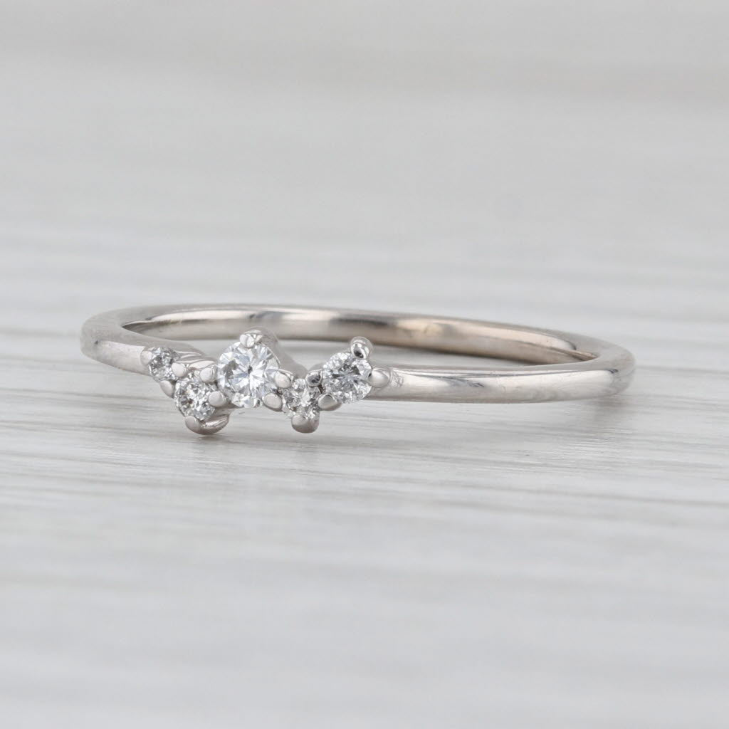 0.10ctw Diamond Band 10k White Gold Size 7 Stackable Ring