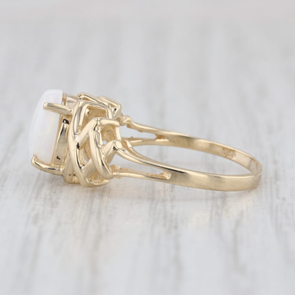 Oval Cabochon Opal Solitaire Ring 10k Yellow Gold Size 6.5