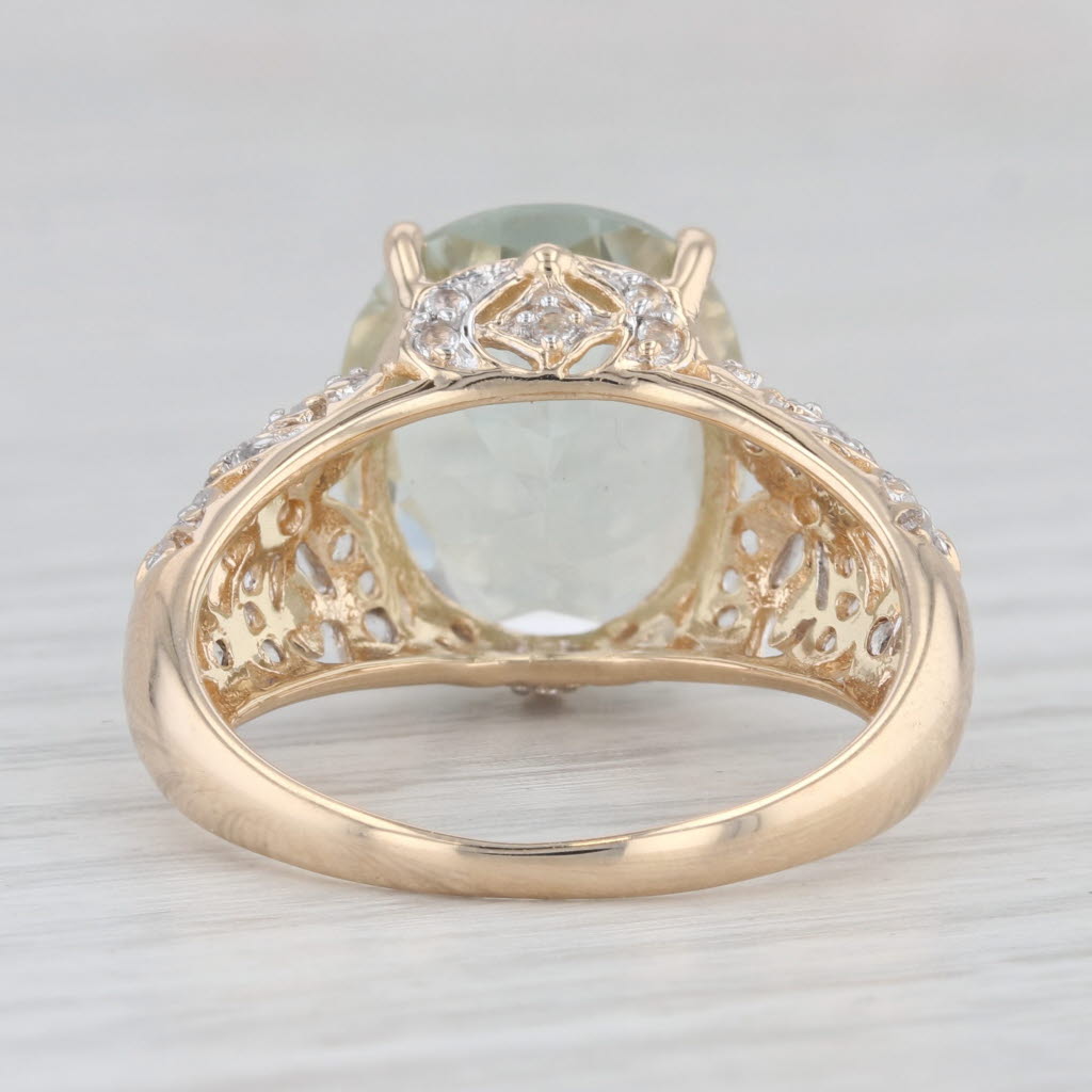 Light Gray 6.28ctw Prasiolite White Topaz Ring 14k Yellow Gold Size 9.25