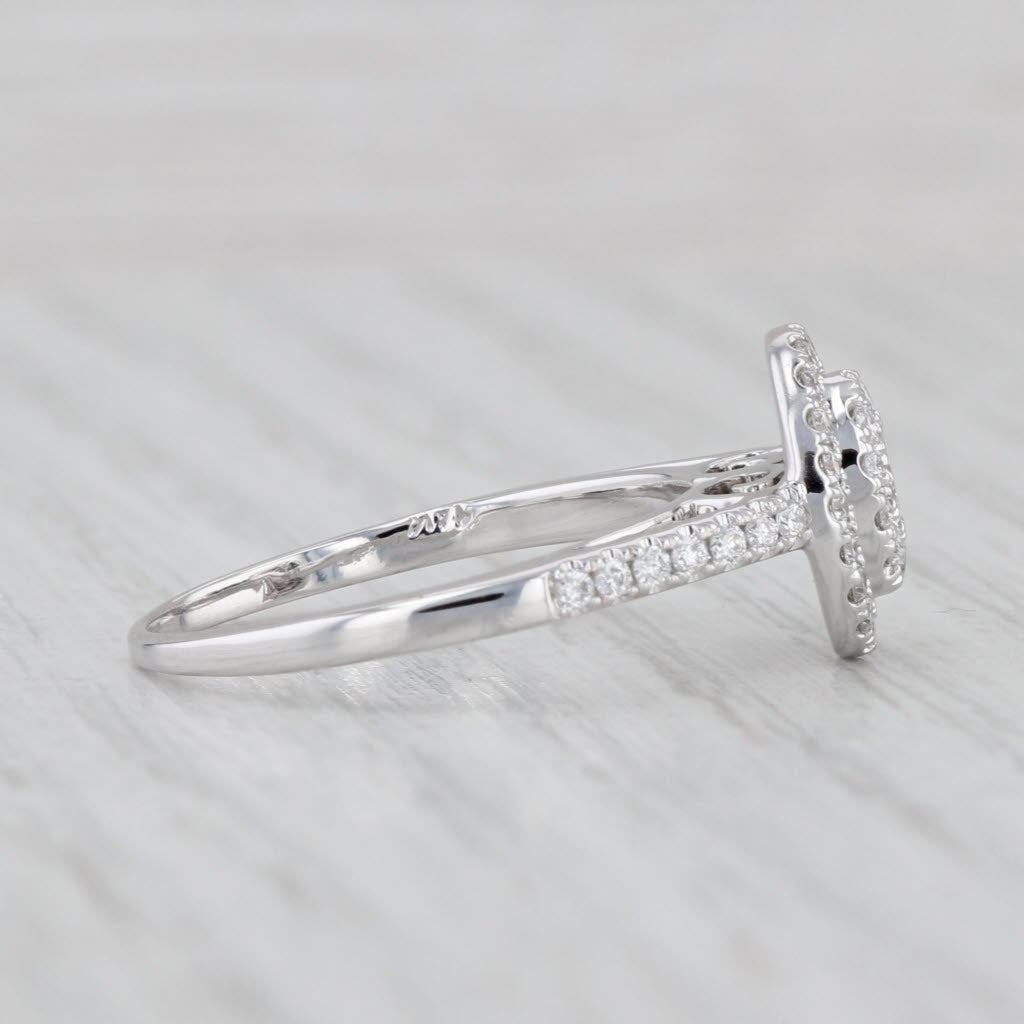 0.52ctw Diamond Halo Engagement Ring 14k White Gold Size 7 Cathedral Band