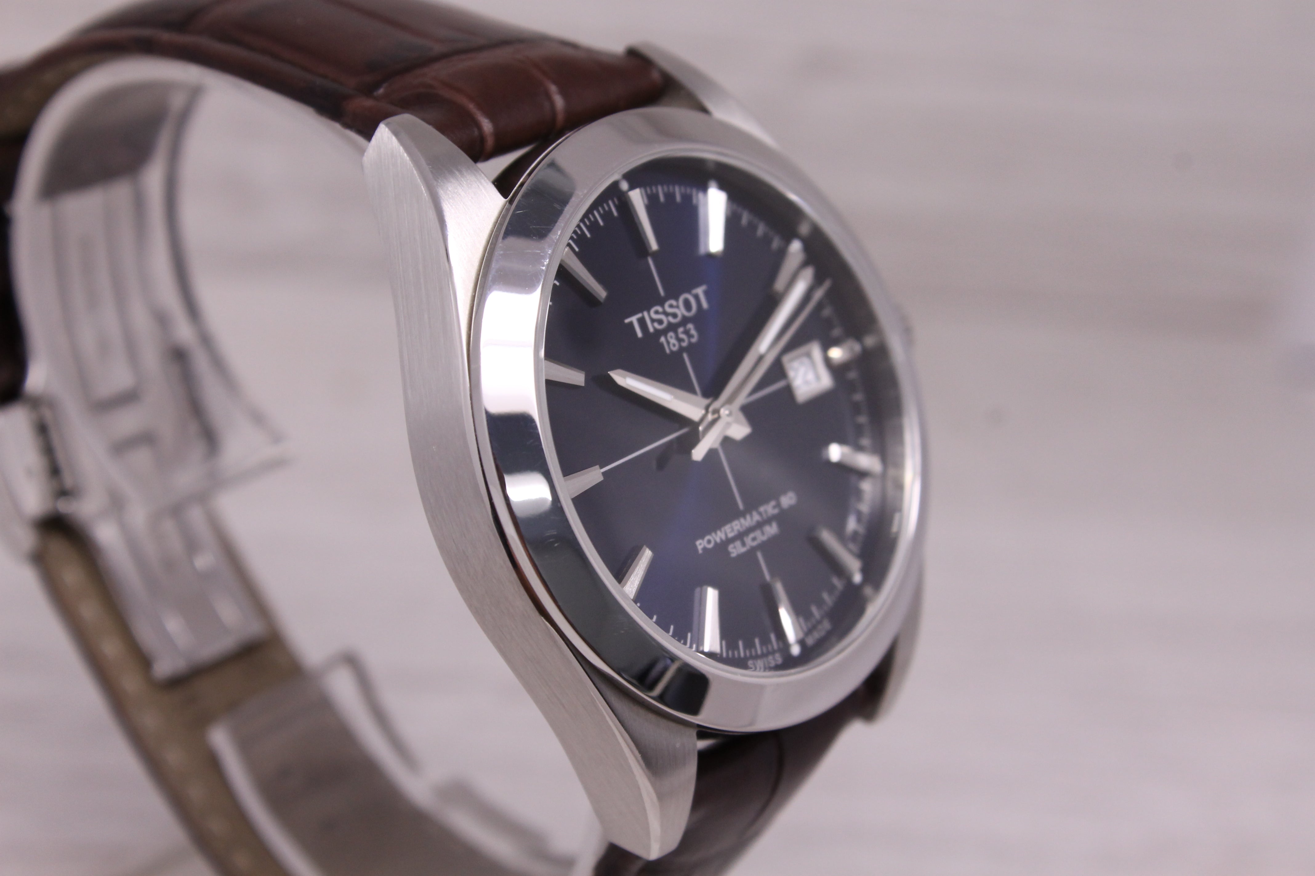 Tissot Powermatic Silicium Mens Automatic Watch 40mm Blue Dial With Box & Cards