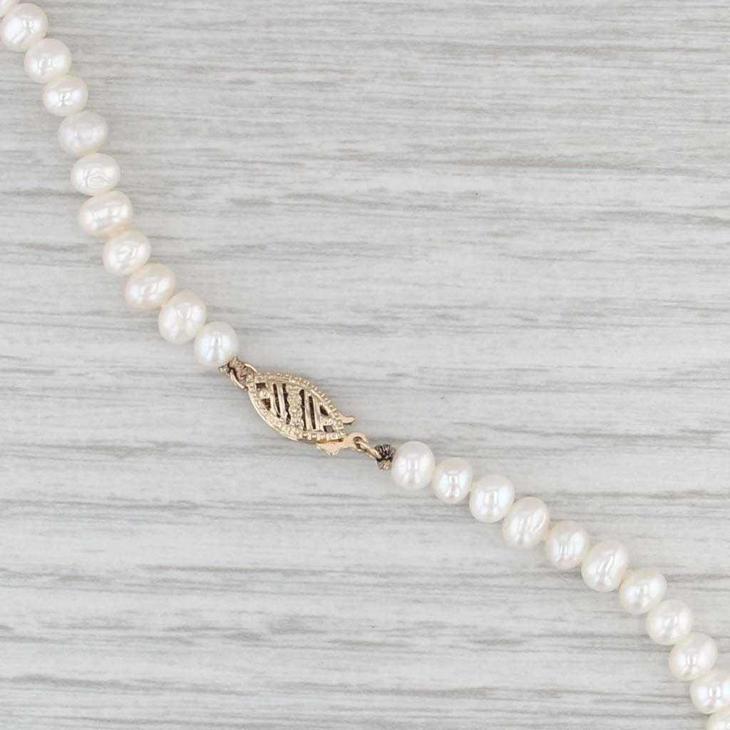 Feshwater Cultured Pearl Single Strand Necklace 14k Yellow Gold Clasp 18.25"