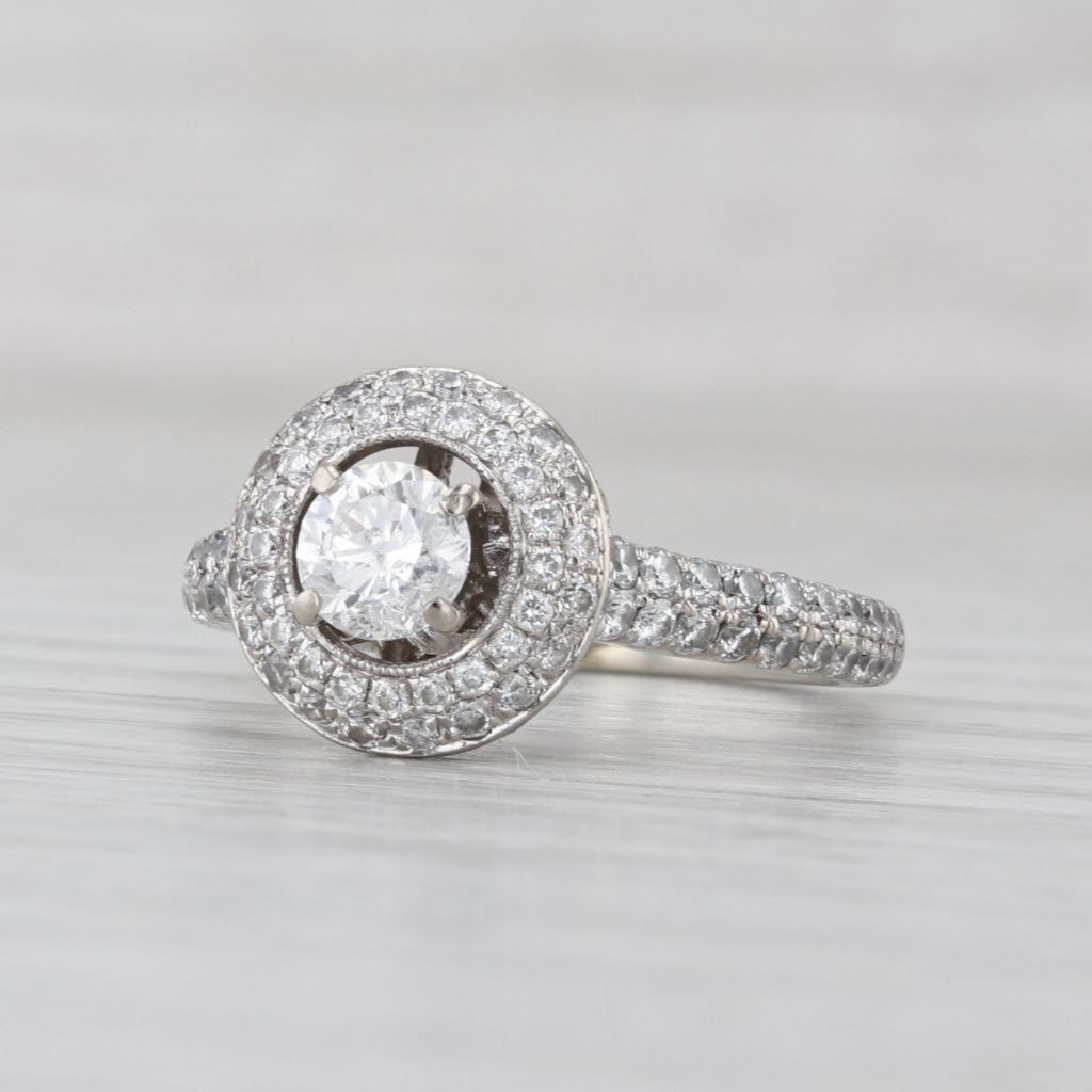 Neil Lane 1.37ctw Round Diamond Halo Engagement Ring 14k White Gold Size 7