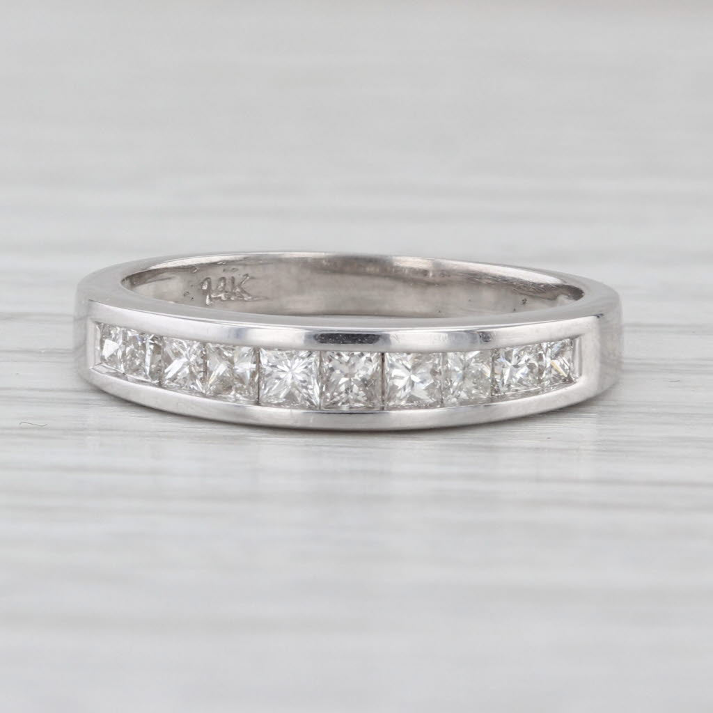 0.53ctw Diamond Princess Channel Set Wedding Band 14k White Gold Size 6 Ring