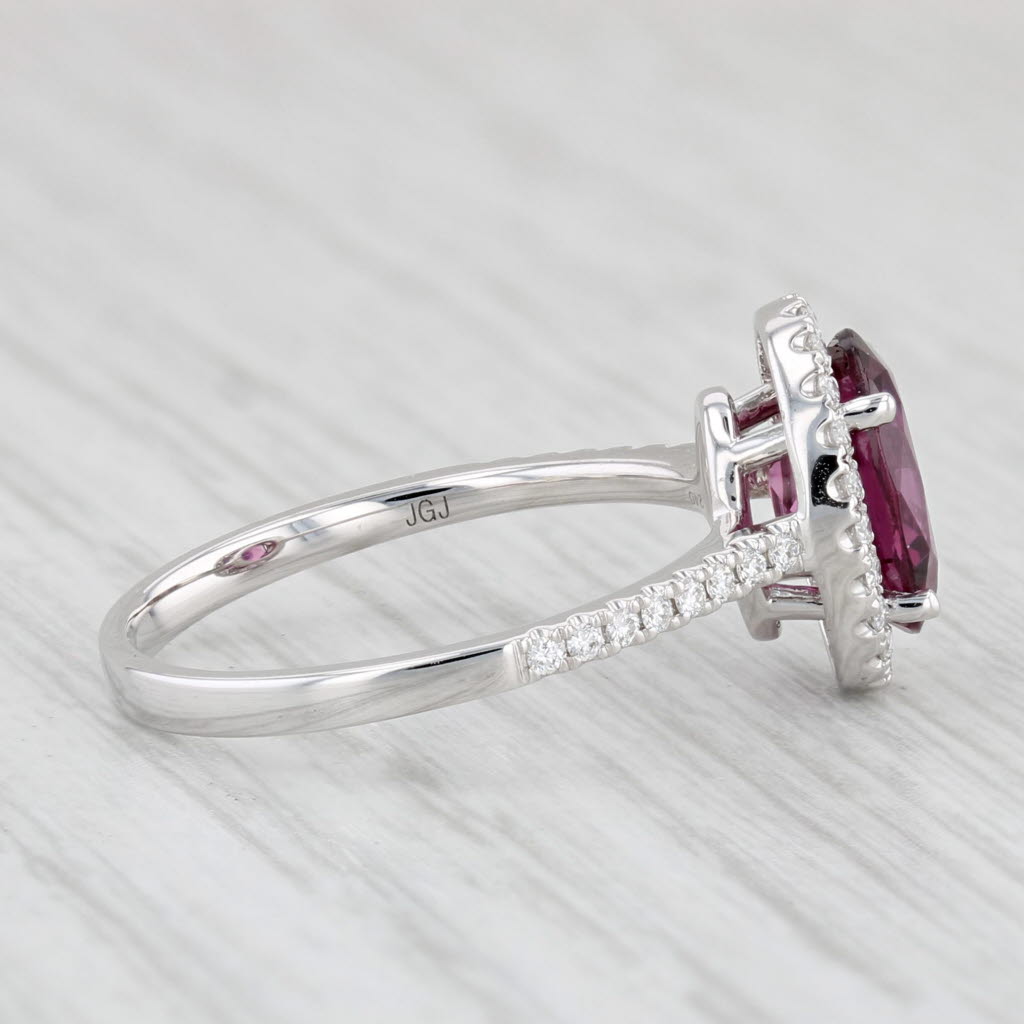 Light Gray New 2.31ctw Oval Rhodolite Garnet Diamond Halo Ring 14k White Gold Engagement