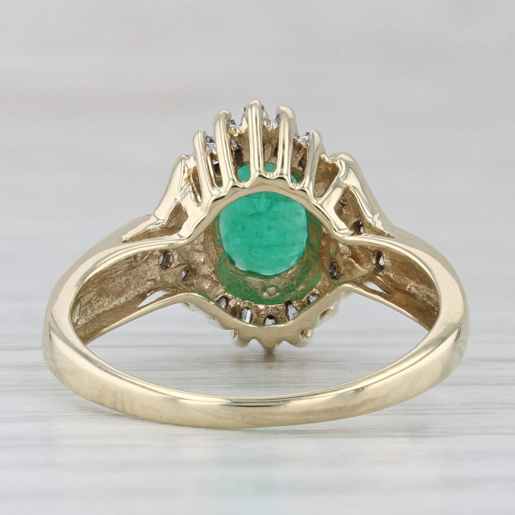 Light Gray 0.77ctw Oval Emerald Diamond Ring 10k Yellow Gold Size 6