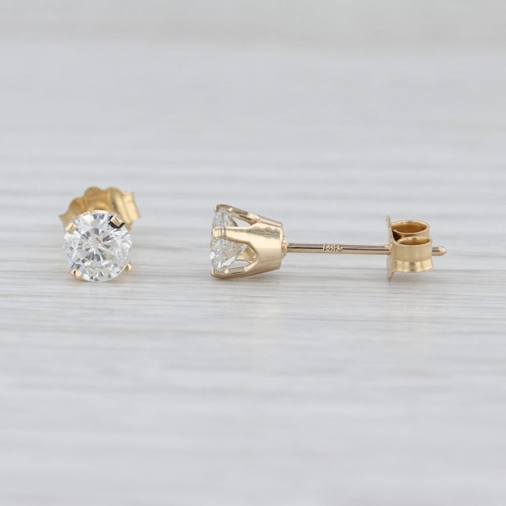 0.78ctw Round Solitaire Stud Earrings 14k Yellow Gold Studs