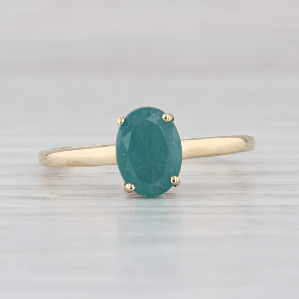 1.20ct Emerald Oval Solitaire Ring 10k Yellow Gold Size 8