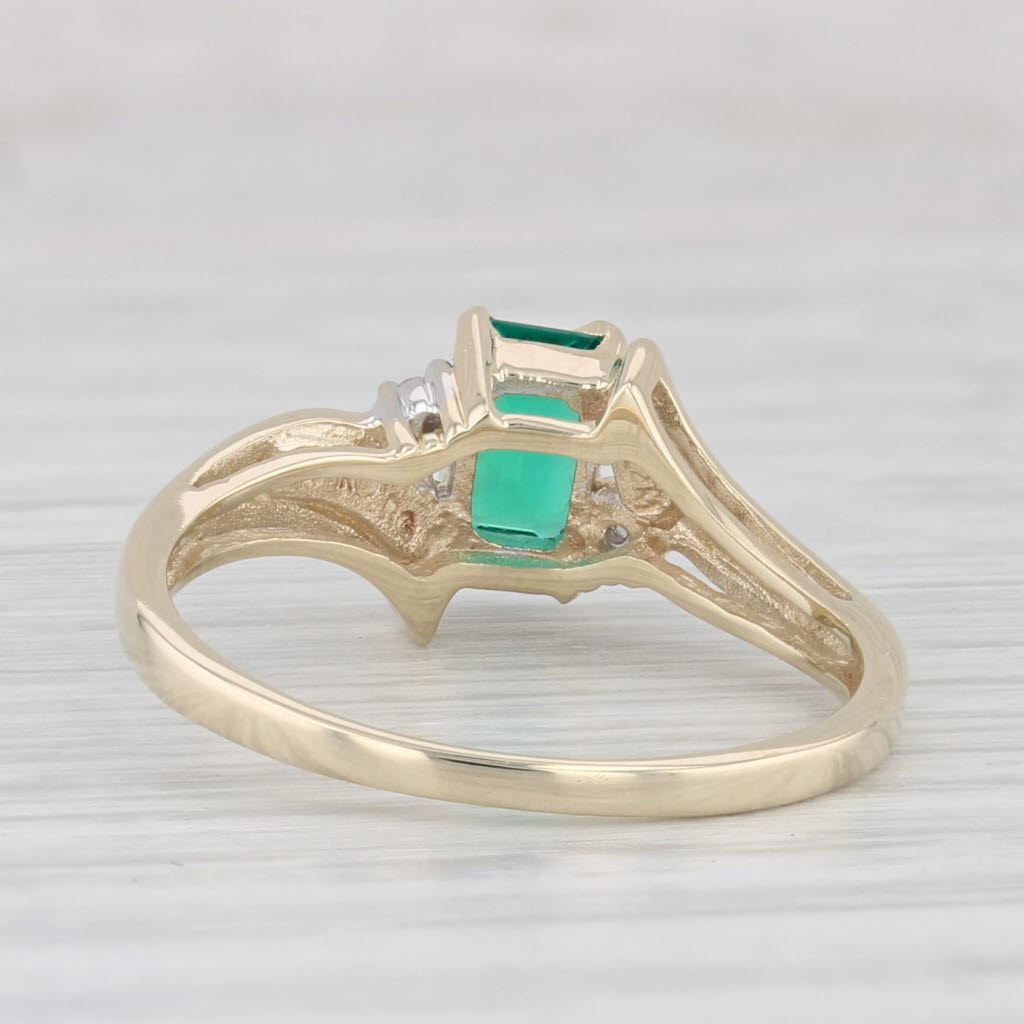 Light Gray 0.55ct Lab Created Emerald Diamond Ring 10k Yellow Gold Size 7 Bypass