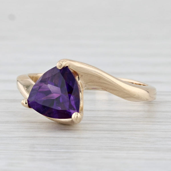 1.65ct Amethyst Trillion Solitaire Ring 14k Yellow Gold Size 8