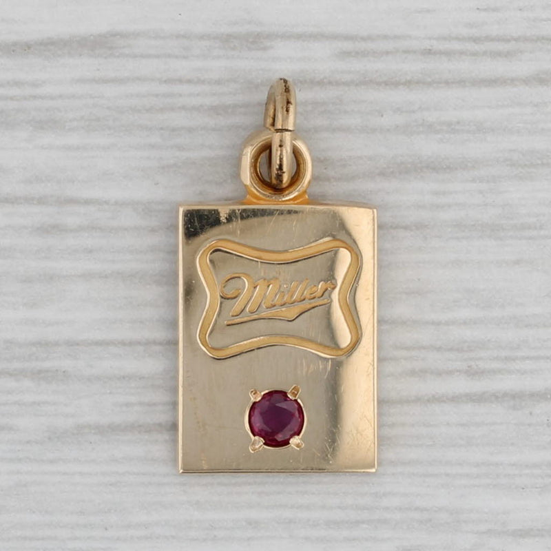 Miller Brewing Company Service Charm 10k Gold Ruby Keepsake