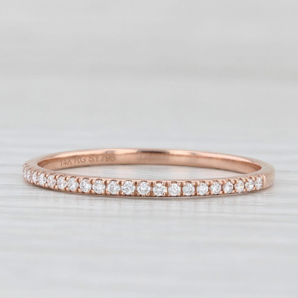 Light Gray 0.08ctw Diamond Wedding Band 14k Rose Gold Size 8 Stackable Ring