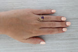 Rosy Brown 0.53ctw Amethyst Diamond Flower Ring 14k Yellow Gold Size 7.25