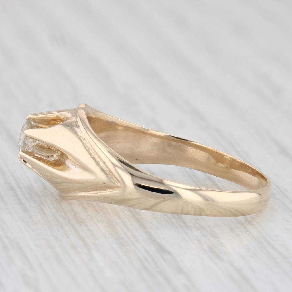 Light Gray Antique 0.33ct Diamond Men's Ring 14k Yellow Gold Belcher Setting Size 9.75