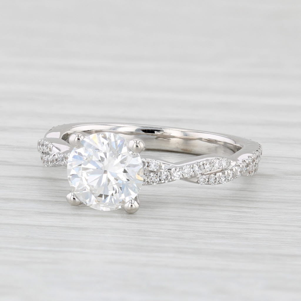 Light Gray 1.47ctw Round Diamond Engagement Ring 18k White Gold Size 5.5