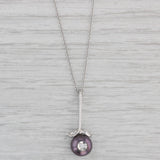 New Galatea Cultured Black Pearl Diamond Pendant Necklace 14k White Gold 18"