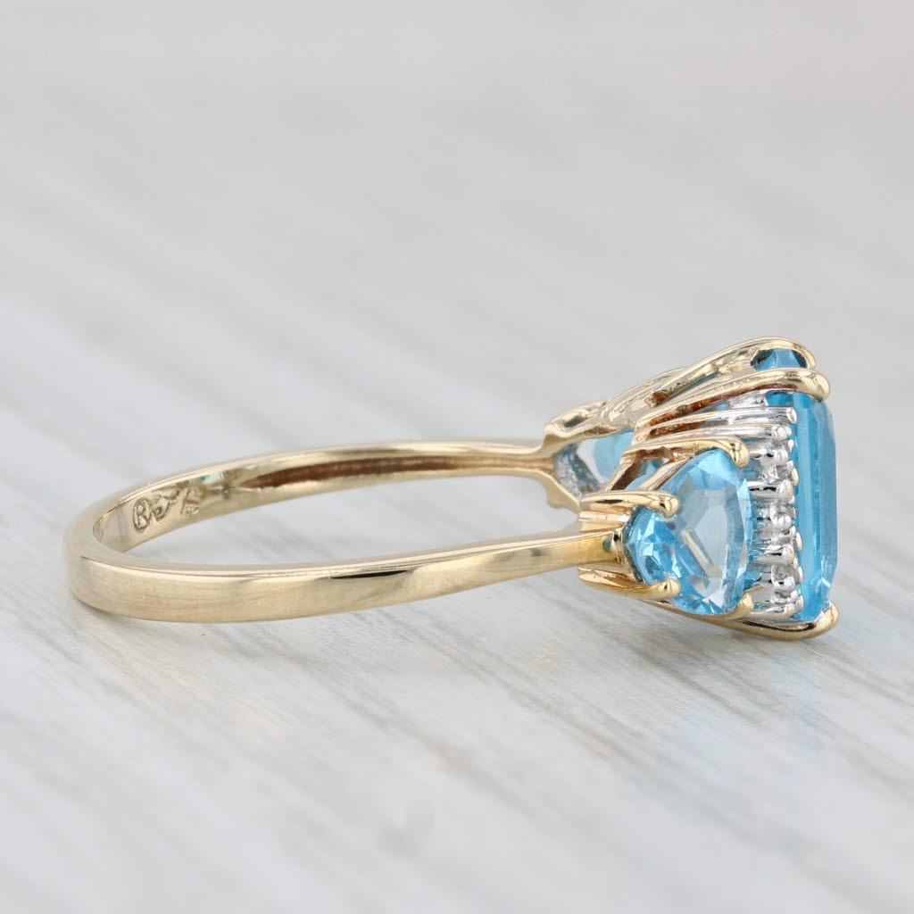 Light Gray 2.70ctw Blue Topaz Diamond Ring 10k Yellow Gold Size 7