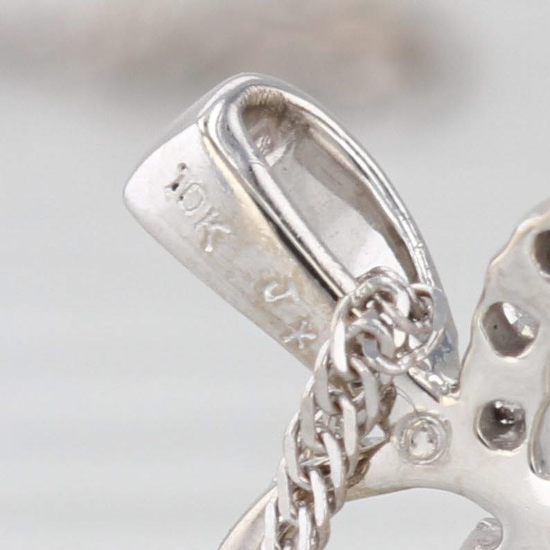 0.20ctw Diamond Double Openheart Pendant 10k White Gold 18" Singapore Chain