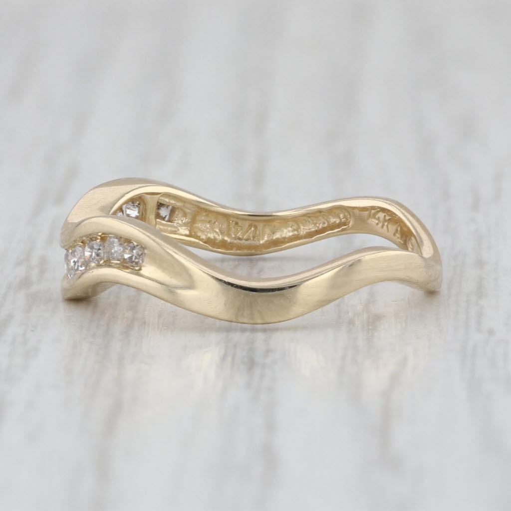 0.20ctw Diamond Contoured Wedding Band Guard Ring 14k Yellow Gold Sz 7 Stackable