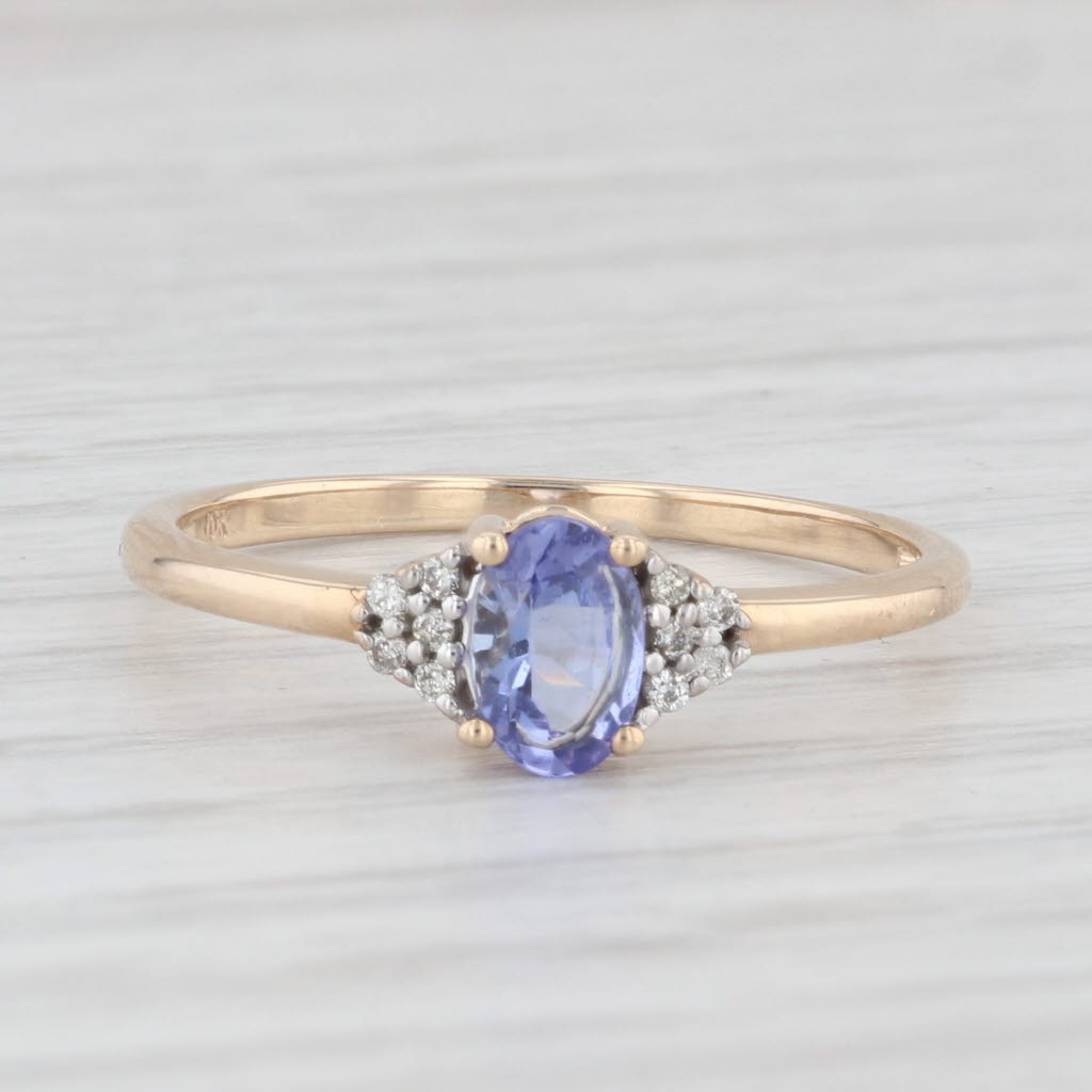 Light Gray 0.55ctw Oval Tanzanite Diamond Ring 10k Yellow Gold Size 7.25 Engagement