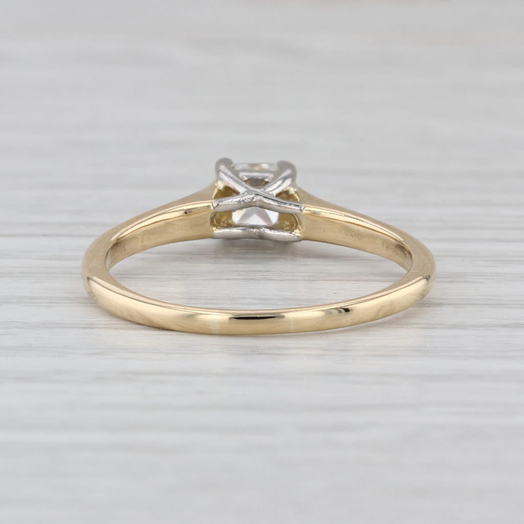 0.52ct Diamond Solitaire Engagement Ring 18k Yellow White Gold Size 10.25