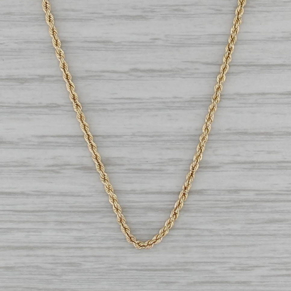 24" 1.6mm Rope Chain Necklace 14k Yellow Gold Italy