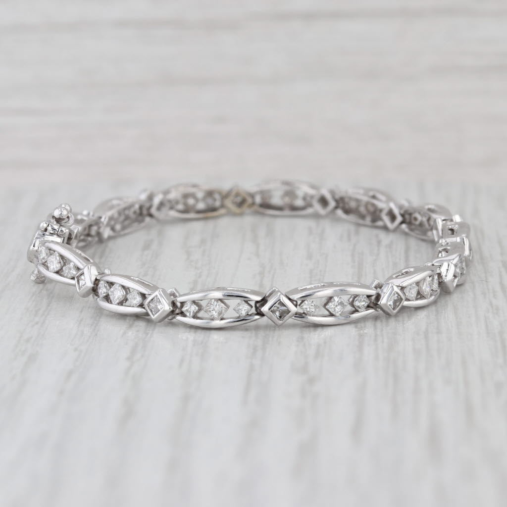1.92ctw Diamond Bar Link Tennis Bracelet 14k White Gold 6.75" 4.4mm