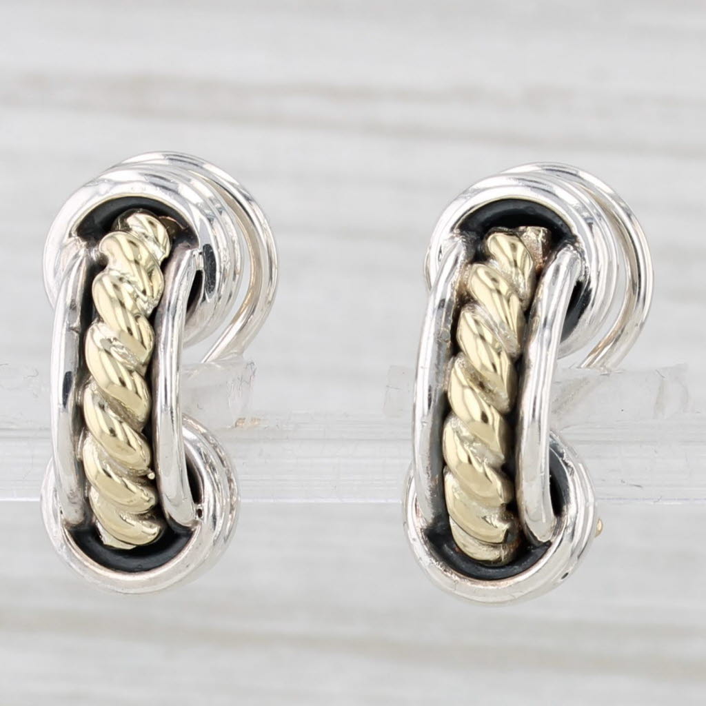 Light Gray David Wysor Sterling Silver 18k Yellow Gold Drops Omega Backs