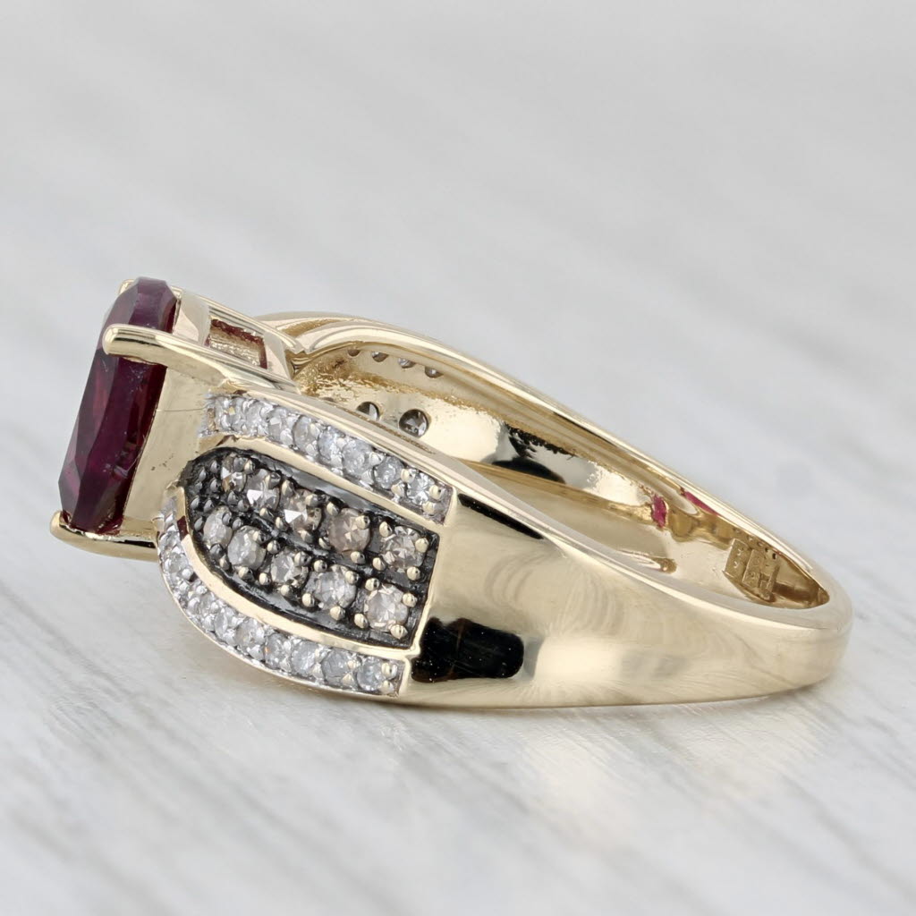 Light Gray 1.41ctw Rhodolite Garnet Diamond Ring 10k Yellow Gold Size 4.75