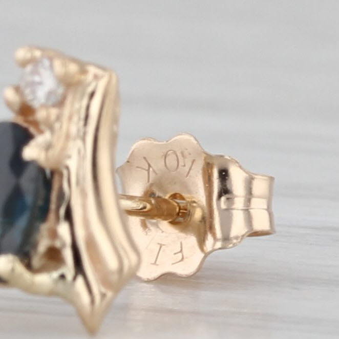 0.68ctw Blue Sapphire Diamond Stud Earrings 10k Yellow Gold Studs