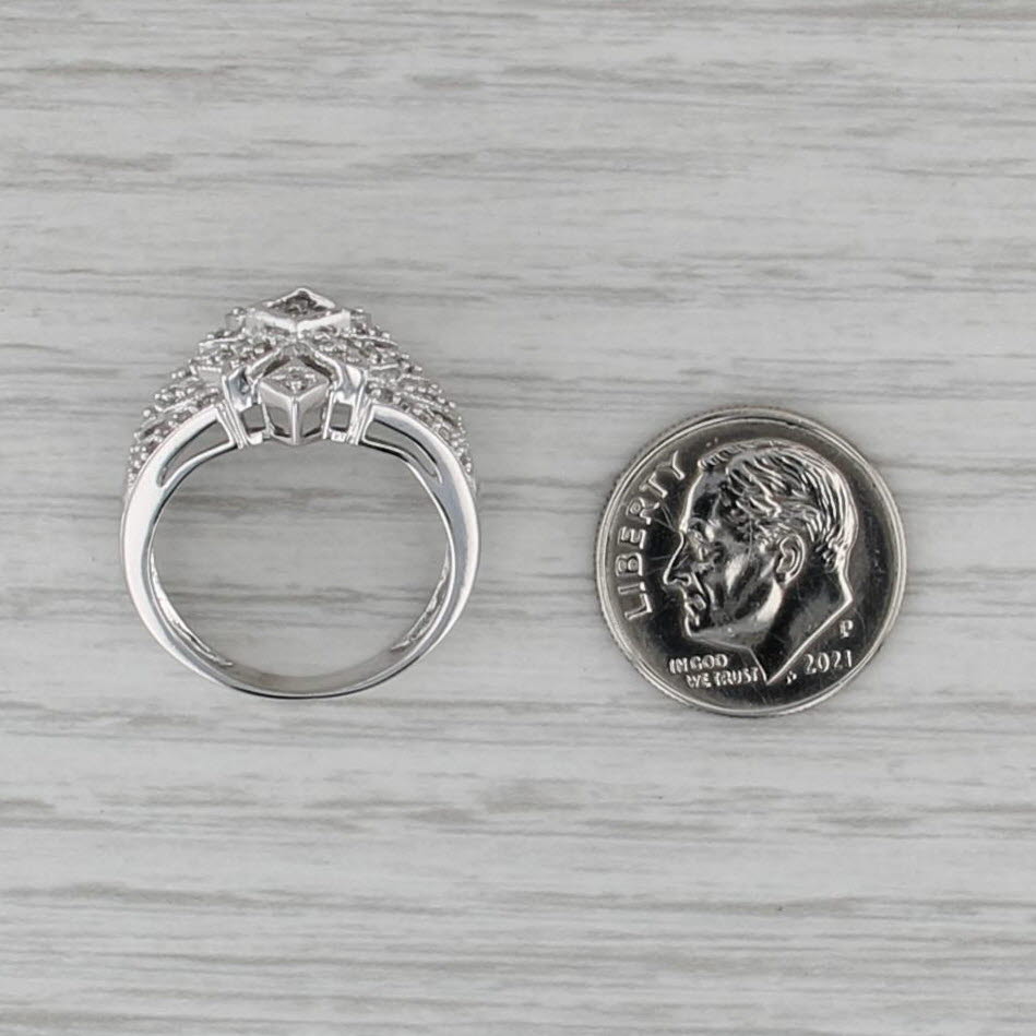 0.35ctw Diamond Flower Ring 10k White Gold Size 5.75-6 Cocktail