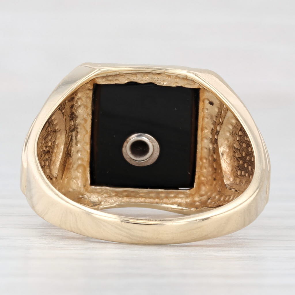 Light Gray Onyx Masonic Signet Ring 10k Yellow Gold Size 10 Blue Lodge Square Compass