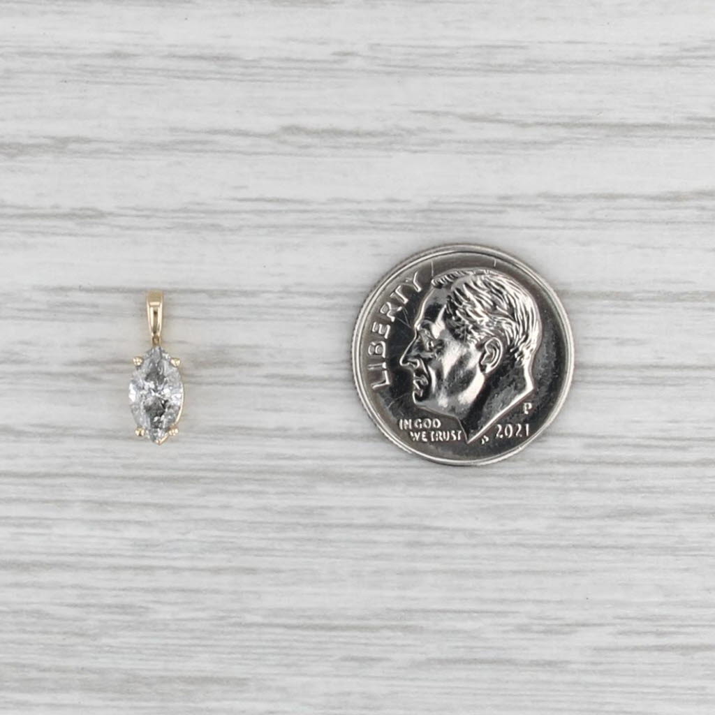 New 0.55ct Diamond Marquise Solitaire Pendant 14k Yellow Gold Small Drop