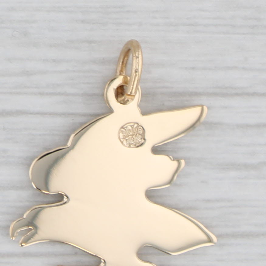 Light Gray Eagle Pendant 14k Yellow Gold Patriotic Bird Charm