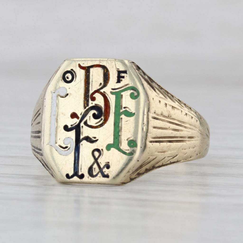 Antique Brotherhood Locomotive Firemen Engineers Ring 10k Gold Size 11.75