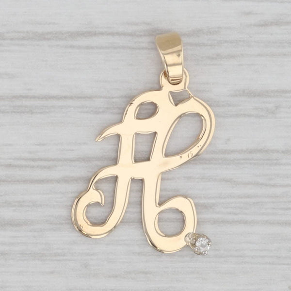 Diamond Accented Letter Initial A Pendant 14k Yellow Gold