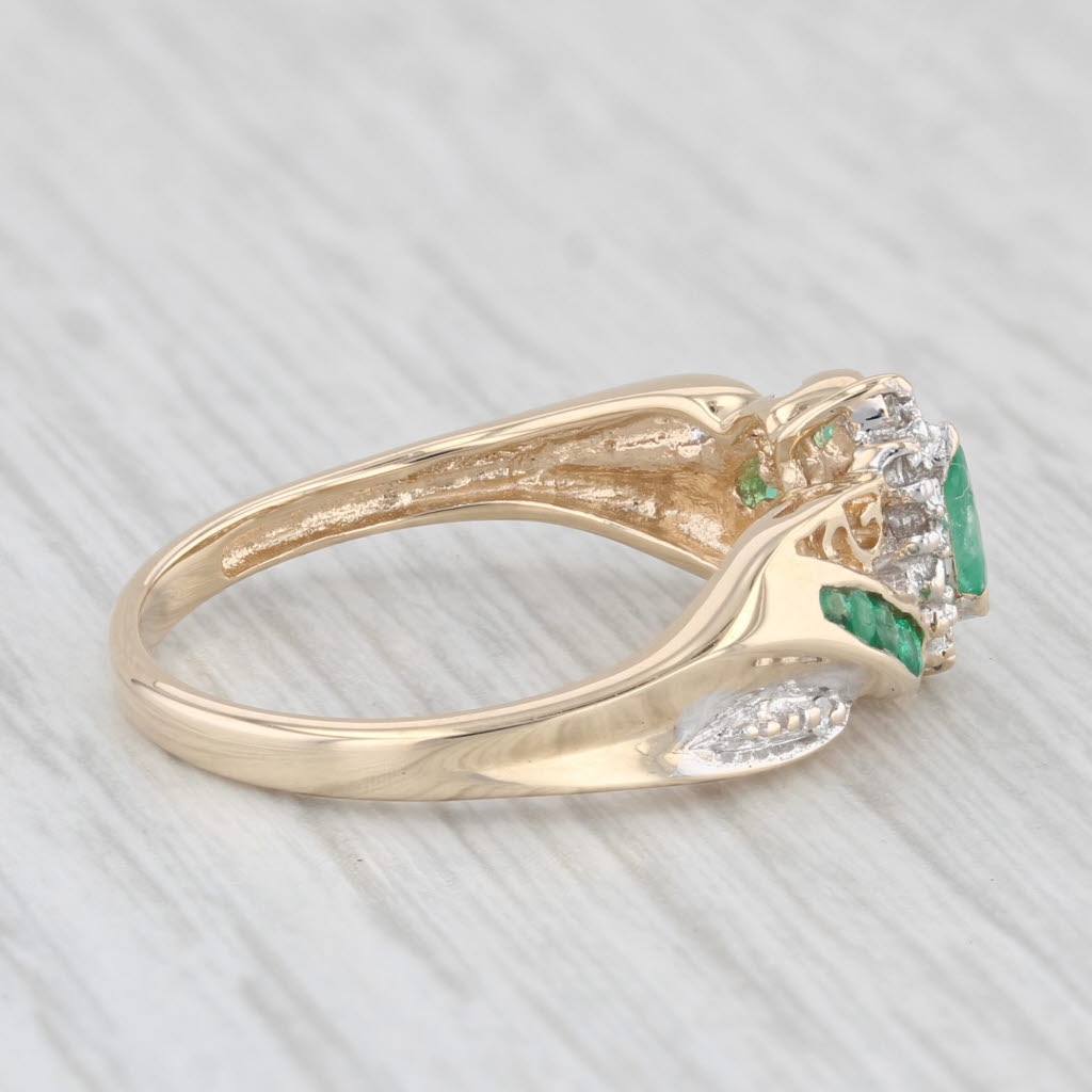 Light Gray Marquise Emerald Diamond Ring 10k Yellow Gold Size 7