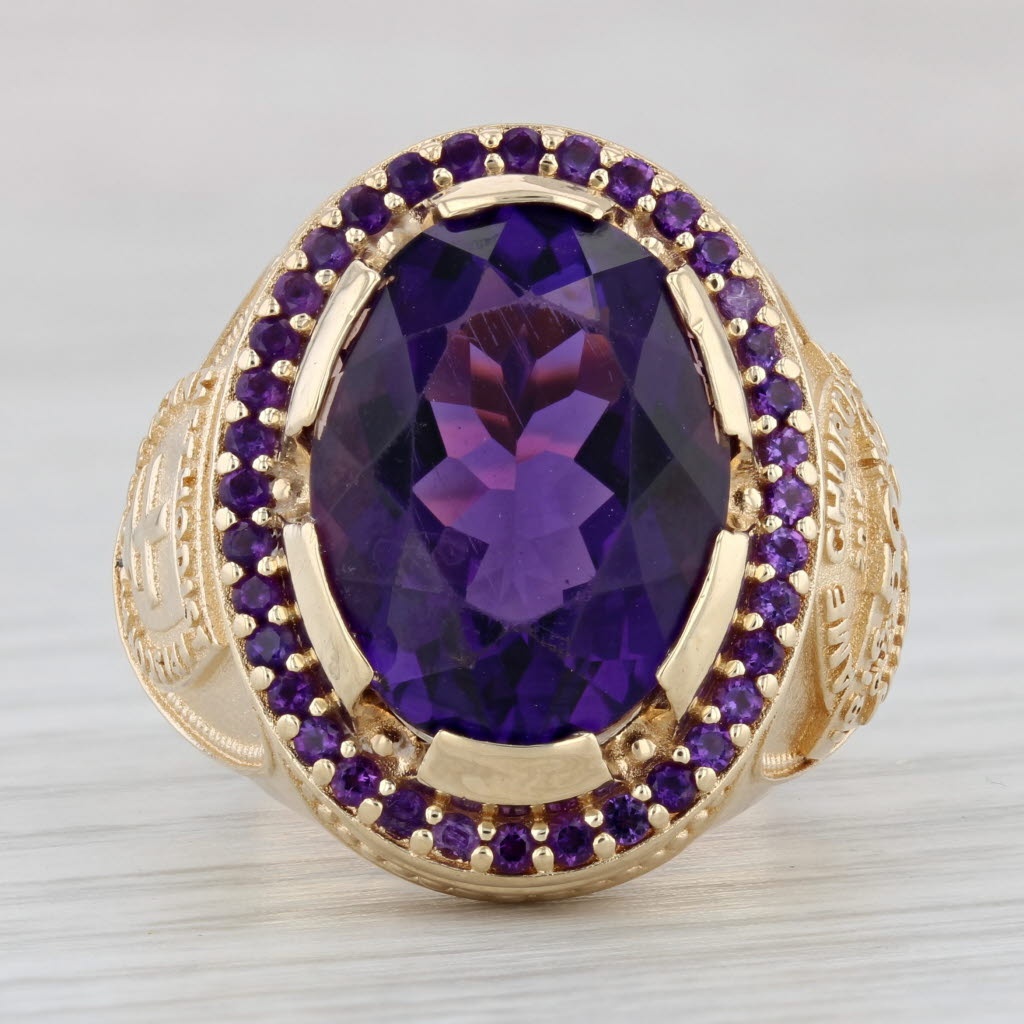 Light Gray 8.25ctw Oval Amethyst American Episcopal African Ring 14k Gold Church Keepsake