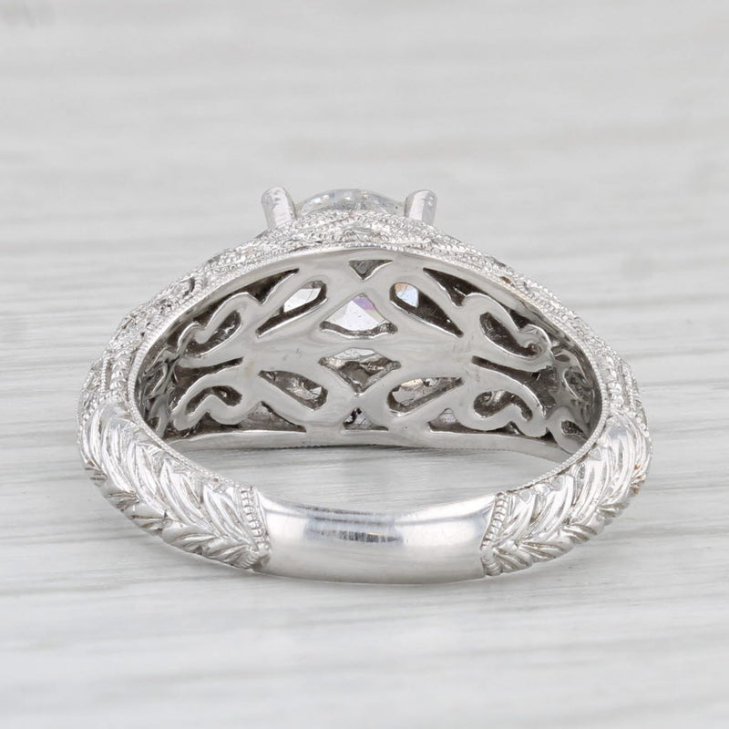 New Beverley K Round Diamond Semi Mount Engagement Ring 18k White Gold Size 6.25