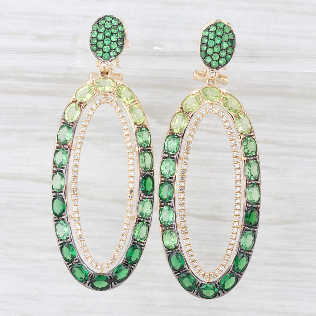 Light Gray New 3.63ctw Peridot Tsavorite Garnet Diamond Earrings 14k Gold Emanuel Sharp